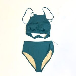 Rib-Knit Halter Bikini Swim Top